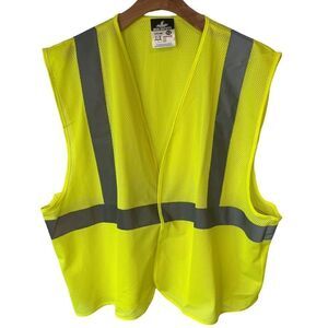 Safety Vest MCR Safety Unisex 2X High Visibility Yellow Reflective Netted NEW